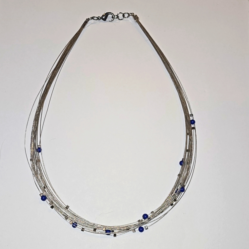Elegant Silver And Blue Necklace